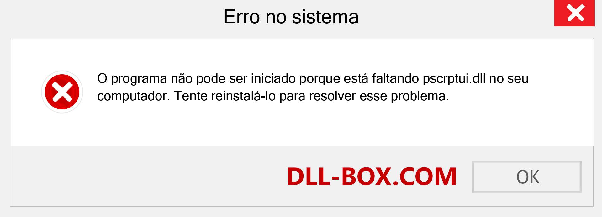 Arquivo pscrptui.dll ausente ?. Download para Windows 7, 8, 10 - Correção de erro ausente pscrptui dll no Windows, fotos, imagens